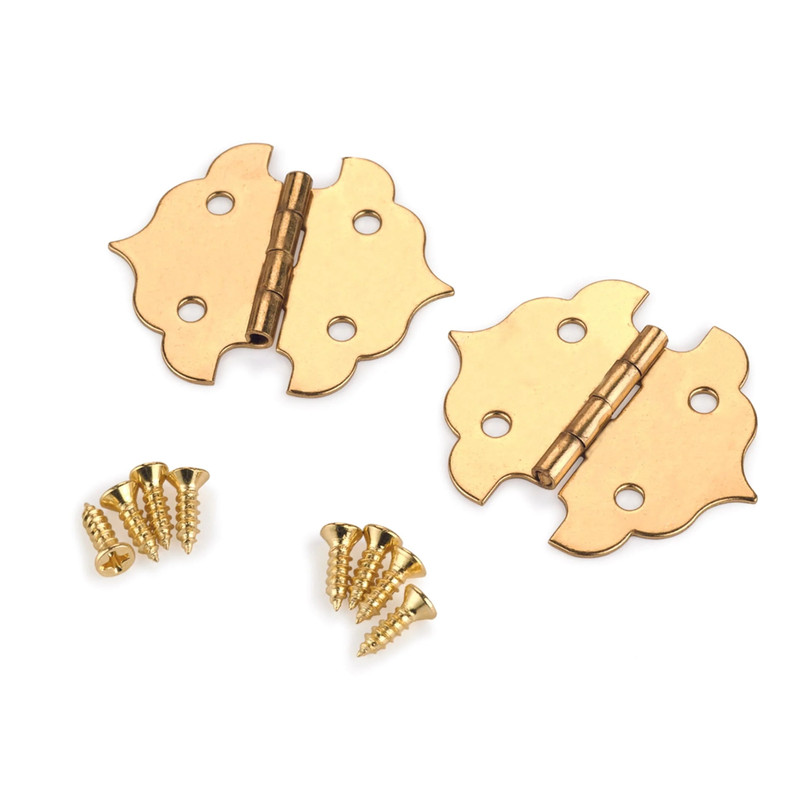 Small Box Hinge - Pair - Size:29 mm x 34 mm - Finish:Brass Plated